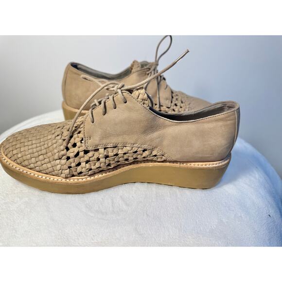 Eileen Fisher Tie Oxford Shoes Size 10 NWOB Leather Weave Tie Loafer Platform - Picture 4 of 7